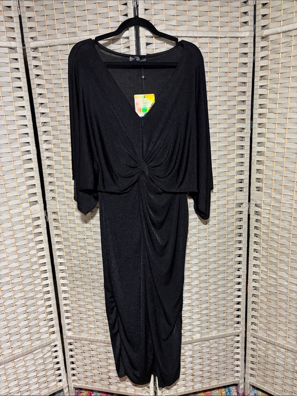 Missguided Black Knot-Front Midi Dress